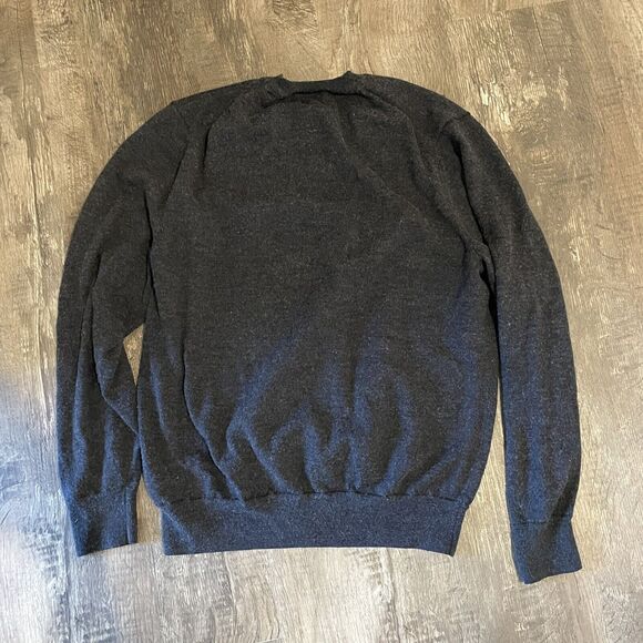 BROOKS BROTHER Woman's Gray Extra Fine Merino Wool Sweater - Red Fleece - Large - Picture 3 of 3